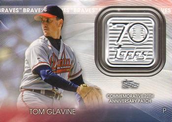 2021 Topps Update - Topps 70th Anniversary Manufactured Logo Patch #T70P-TG Tom Glavine Front