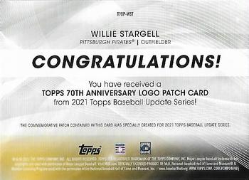 2021 Topps Update - Topps 70th Anniversary Manufactured Logo Patch #T70P-WST Willie Stargell Back