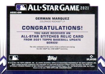 2021 Topps Update - All-Star Stitches #ASSC-GM German Marquez Back