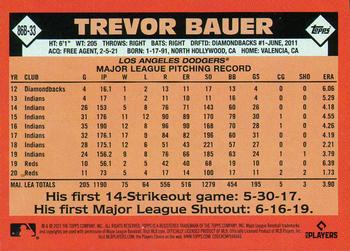 2021 Topps Update - 1986 Topps Baseball 35th Anniversary #86B-33 Trevor Bauer Back