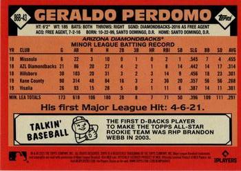 2021 Topps Update - 1986 Topps Baseball 35th Anniversary #86B-43 Geraldo Perdomo Back