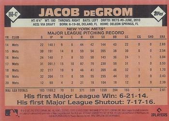 2021 Topps Update - 1986 Topps Baseball 35th Anniversary Blue #86B-47 Jacob deGrom Back