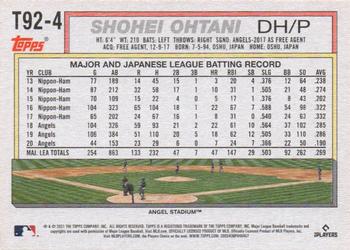 2021 Topps Update - 1992 Topps Redux #T92-4 Shohei Ohtani Back