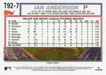 2021 Topps Update - 1992 Topps Redux #T92-7 Ian Anderson Back