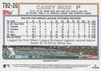 2021 Topps Update - 1992 Topps Redux #T92-20 Casey Mize Back