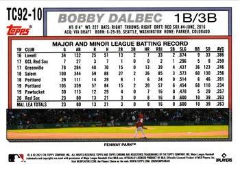 2021 Topps Update - 1992 Topps Redux Chrome #TC92-10 Bobby Dalbec Back