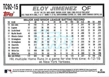 2021 Topps Update - 1992 Topps Redux Chrome #TC92-15 Eloy Jimenez Back