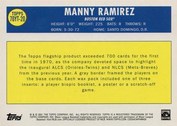 2021 Topps Update - 70 Years of Topps Baseball #70YT-20 Manny Ramirez Back