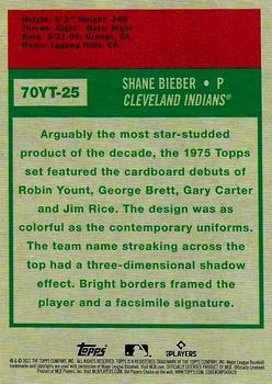 2021 Topps Update - 70 Years of Topps Baseball #70YT-25 Shane Bieber Back