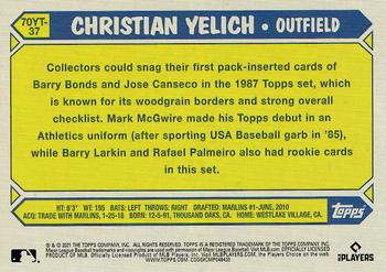 2021 Topps Update - 70 Years of Topps Baseball #70YT-37 Christian Yelich Back
