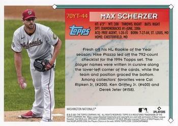 2021 Topps Update - 70 Years of Topps Baseball #70YT-44 Max Scherzer Back