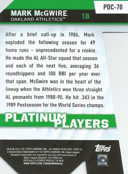 2021 Topps Update - Topps Platinum Players Die Cuts #PDC-70 Mark McGwire Back