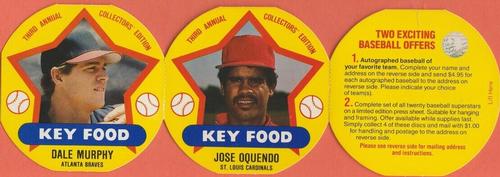 1989 Key Food Discs - Panels #19-20 Jose Oquendo / Dale Murphy Front