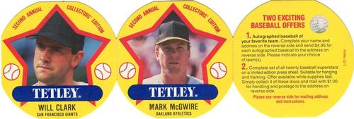 1989 Tetley Tea Discs - 3-Disc Panels #3-4 Mark McGwire / Will Clark Front