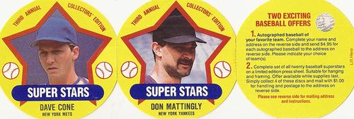 1989 Super Stars Discs - Panels #1-2 Don Mattingly / David Cone Front