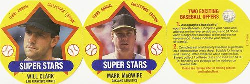 1989 Super Stars Discs - Panels #3-4 Mark McGwire / Will Clark Front