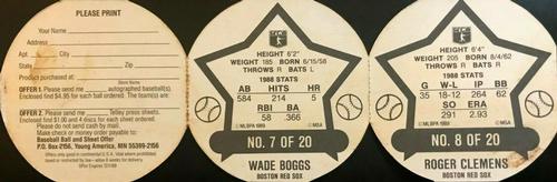 1989 Super Stars Discs - Panels #7-8 Wade Boggs / Roger Clemens Back