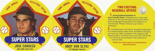 1989 Super Stars Discs - Panels #17-18 Andy Van Slyke / Jose Canseco Front