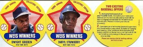 1989 Weis Winners Discs - Panels #5-6 Darryl Strawberry / Dwight Gooden Front