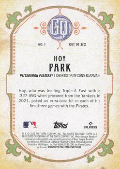 2022 Topps Gypsy Queen #1 Hoy Park Back