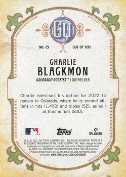 2022 Topps Gypsy Queen #23 Charlie Blackmon Back