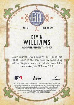 2022 Topps Gypsy Queen #51 Devin Williams Back