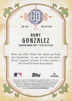 2022 Topps Gypsy Queen #233 Romy Gonzalez Back