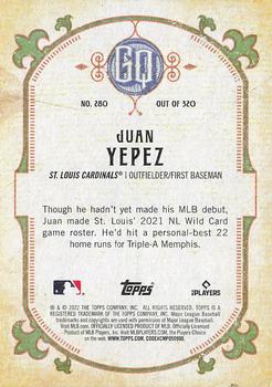 2022 Topps Gypsy Queen #280 Juan Yepez Back