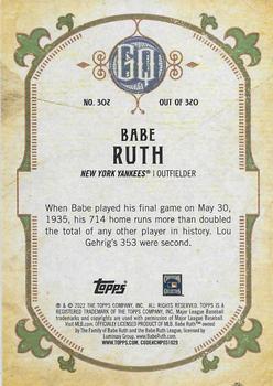 2022 Topps Gypsy Queen #302 Babe Ruth Back