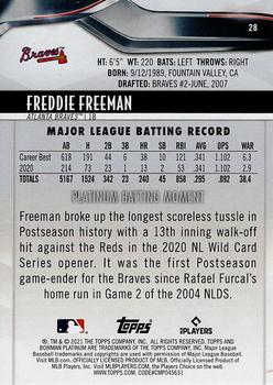 2021 Bowman Platinum #28 Freddie Freeman Back