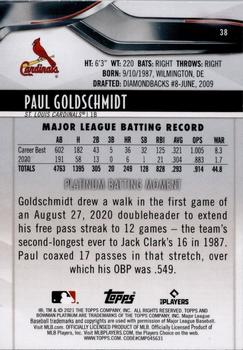 2021 Bowman Platinum - Gold #38 Paul Goldschmidt Back