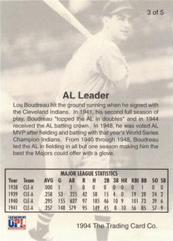 1994 Front Row Premium All-Time Greats Lou Boudreau #3 Lou Boudreau Back