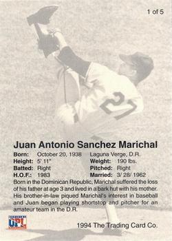 1994 Front Row Premium All-Time Greats Juan Marichal #1 Juan Marichal Back