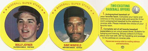 1987 Super Stars Discs - Panels #9-10 Dave Winfield / Wally Joyner Front