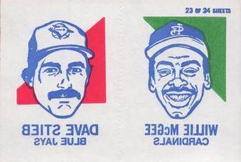 1986 O-Pee-Chee Tattoos - Standard-Sized Panels #23 Dave Stieb / Willie McGee Front