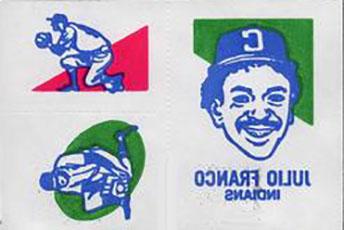1986 O-Pee-Chee Tattoos - Standard-Sized Panels #NNO Julio Franco Front