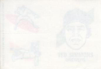 1986 O-Pee-Chee Tattoos - Standard-Sized Panels #NNO Ted Simmons Back