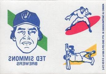 1986 O-Pee-Chee Tattoos - Standard-Sized Panels #NNO Ted Simmons Front