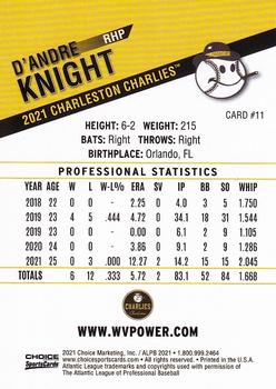 2021 Choice Charleston Charlies #11 D'Andre Knight Back