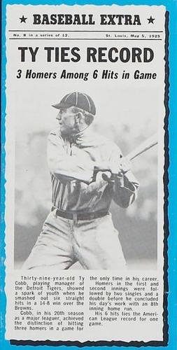 1969-70 Bazooka Baseball Extra #8 Ty Cobb Front