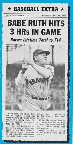 1969-70 Bazooka Baseball Extra #9 Babe Ruth Front