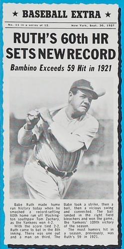 1969-70 Bazooka Baseball Extra #11 Babe Ruth Front