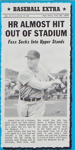 1969-70 Bazooka Baseball Extra #4 Jimmie Foxx Front