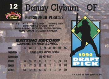 1993 Stadium Club Murphy #12 Danny Clyburn Back