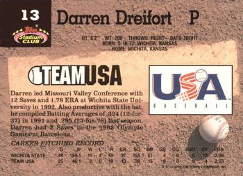 1993 Stadium Club Murphy #13 Darren Dreifort Back