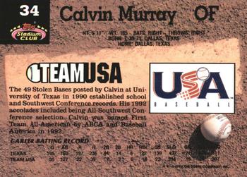 1993 Stadium Club Murphy #34 Calvin Murray Back