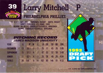 1993 Stadium Club Murphy #39 Larry Mitchell Back