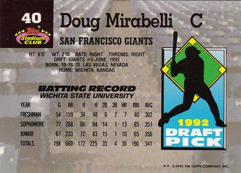 1993 Stadium Club Murphy #40 Doug Mirabelli Back