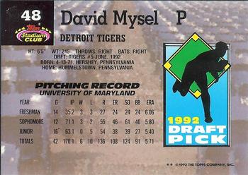 1993 Stadium Club Murphy #48 David Mysel Back