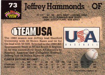 1993 Stadium Club Murphy #73 Jeffrey Hammonds Back